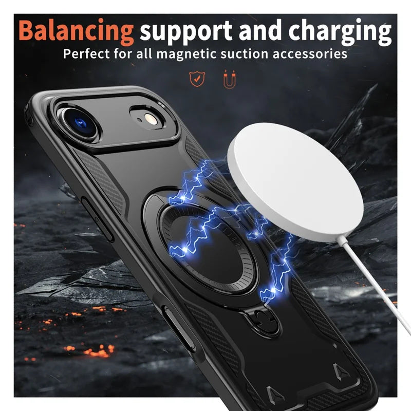 Coque antichoc avec anneau de support Magsafe pour iPhone 17 Air Coque antichoc avec anneau de support Magsafe pour iPhone 17 Air